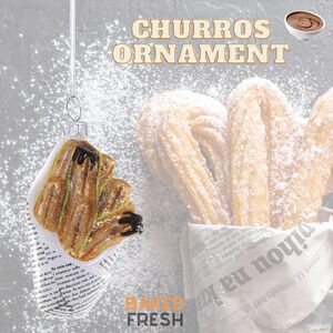 Cody Foster Churros Glass Ornament Spanish Mexican Dessert Chocolate Tipped